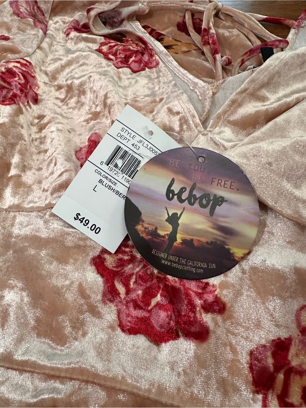 NWT BeBop Velvet Floral Mini Dress - Picture 5 of 10